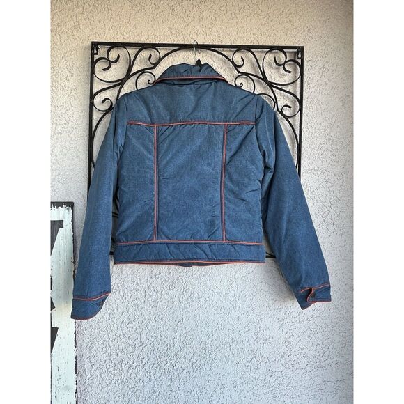 BDG Effie Trucker Jacket - Size Small - Blue/ Orange - Picture 7 of 11